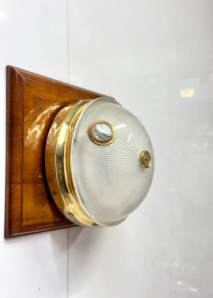 Classic Vintage Design Ocean Liner Brass Deck Ceiling Wall Mount Light Fixture - Image 2 of 4