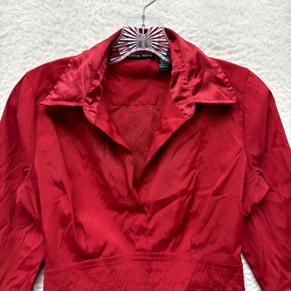 Blusa Top Y2K Vintage Pequeña Roja Cuello Satinado Corpcore Oficina Boho Hada Grunge Foto 3 de 4