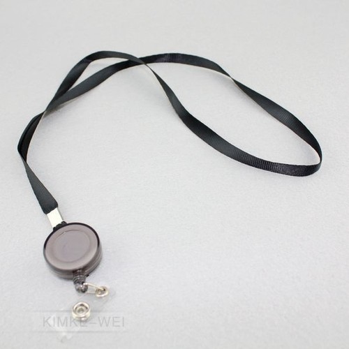 Black Retractable Lanyard Reel Nylon Cord for ID Card Key Badge Holder New - Picture 2 of 5