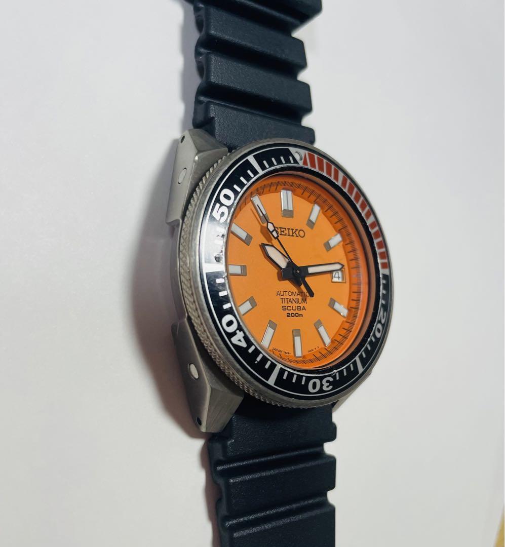 Seiko SBDA005 Date Titanium Round Orange Silver 200M Automatic