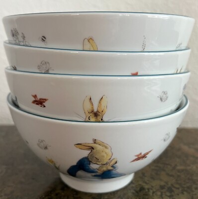 The World of Beatrix Potter Peter Rabbit 5.5'' x 3'' Ceramic Bowls Set of 4  New!