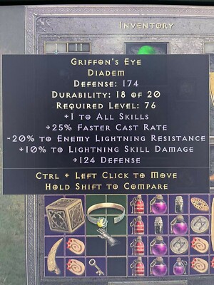 D2r Rouges Eye Diablo 2: Resurrected Griffon's Eye Diadem Ladder D2R Softcore PC only ...