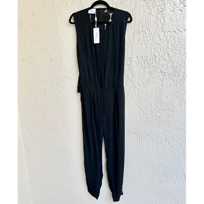 NWT AKRIS Punto Sleeveless Polkadot Straight Leg Jumpsuit Black Women's Size 6