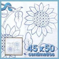 Flores - Diamante 45x50cm para Bordar Esquemas en Manta Blanca para Bordar