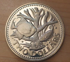 1973 Barbados 2 Dollars Fish Proof