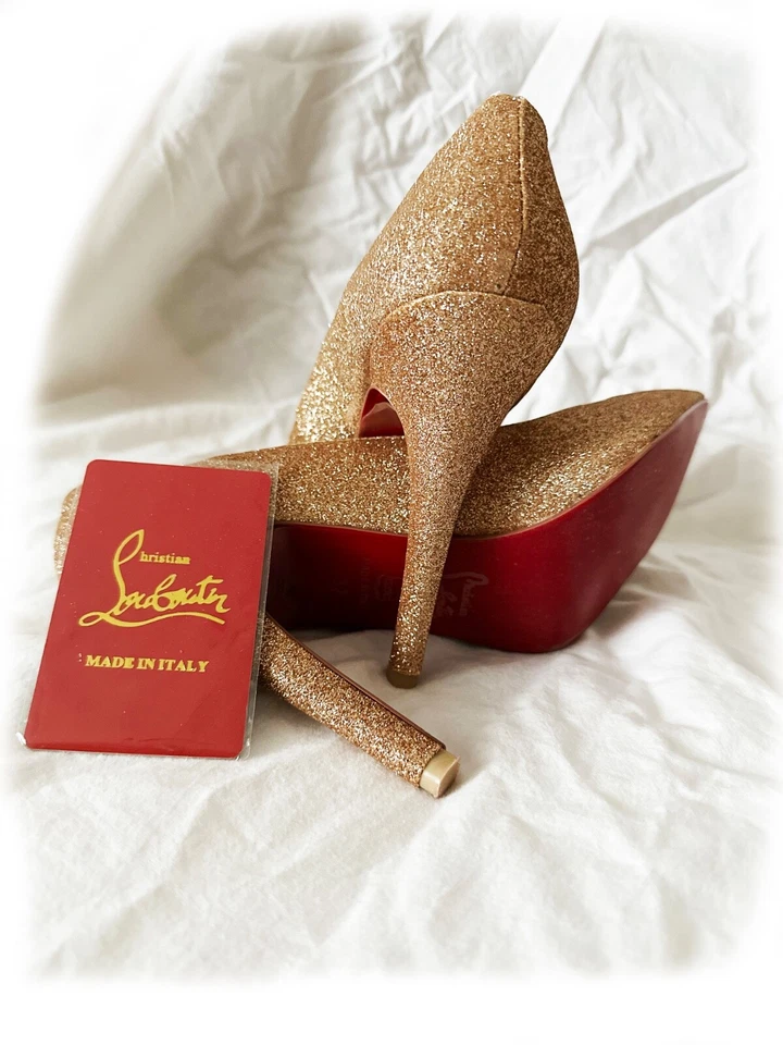 Original Christian Louboutin Pigalle Pumps mit Glitzer gold 37 – Jahrgang 2010 - Bild 1 von 4