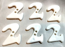 6 Number 2 Plastic Buttons BA-106