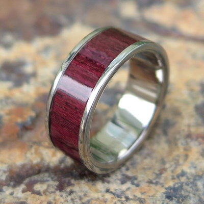 Hawaiian Design Jewelry Wood Titanium Wedding Ring Band 8mm #TRK-1001-08