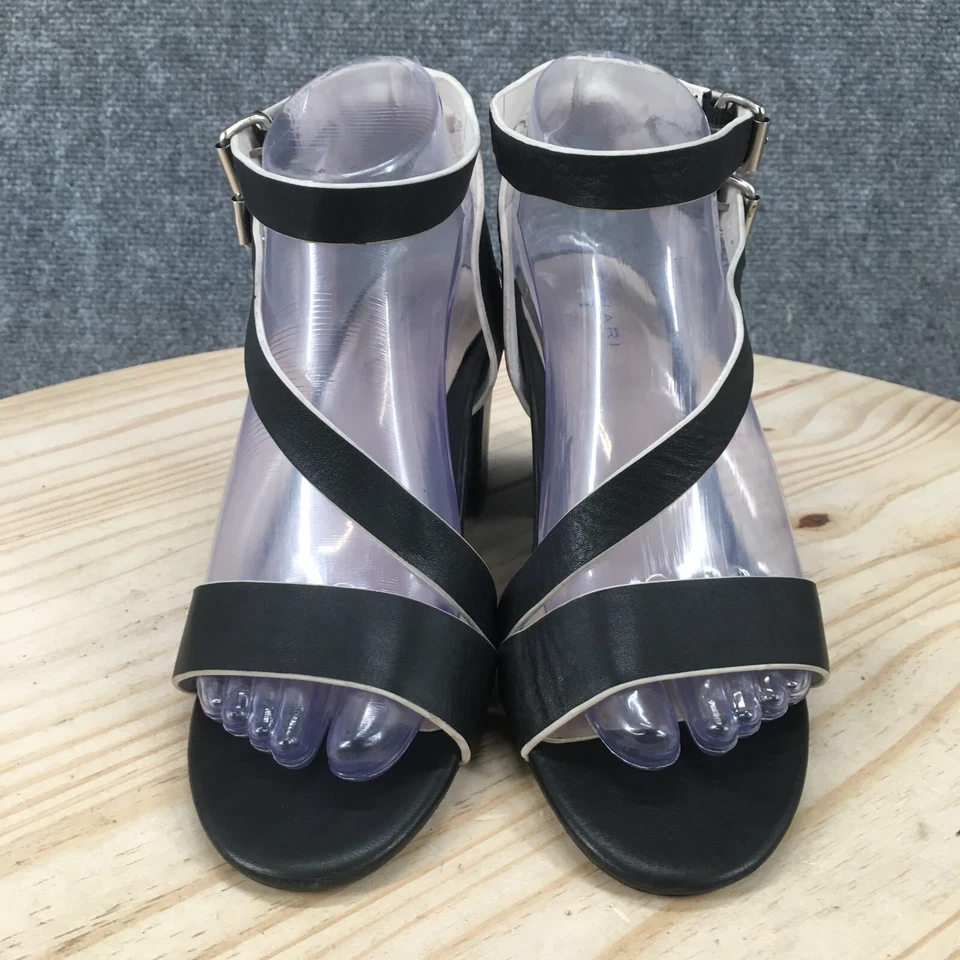 Tahari Sandals Womens 7 M Pansy Ankle Straps Black Leather Buckle Heels Casual - Image 4 of 4