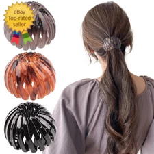Bun Maker Clip, 3 Pcs Bird Nest Hair Clips - Expandable Ponytail Holder for Wome