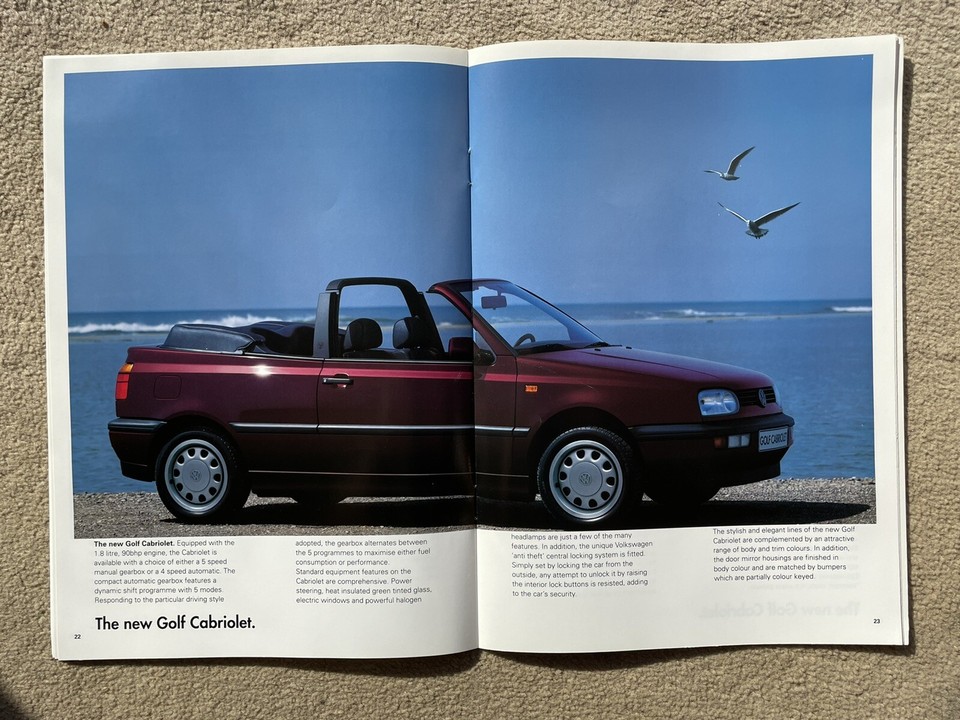 1994 Volkswagen Golf Cabriolet Car Brochure & Specification/Equipment