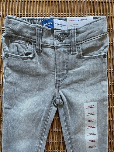 Old Navy Toddler Boys SZ 12-18 MTH NWT Skinny Fit Gray Jeans Adjustable Waist - Picture 8 of 9