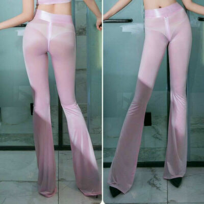その他 003 vintage see-through pants WOMEN's Zipper Open Crotch See Transparent Trousers SHINY Soft