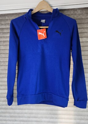 NEW Puma Boys Long Sleeve Blue Quarter-Zip Sweatshirt Size Large (14-16)