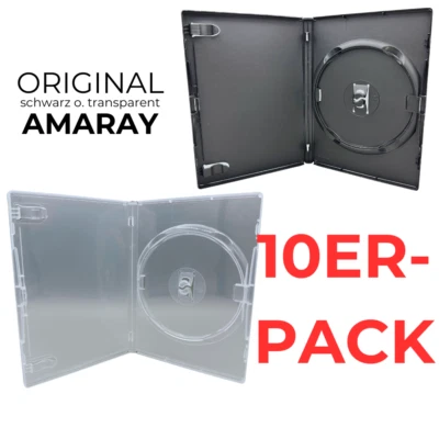 10 Stück Original AMARAY DVD Leerhüllen Box Case 14mm schwarz o. transparent NEU