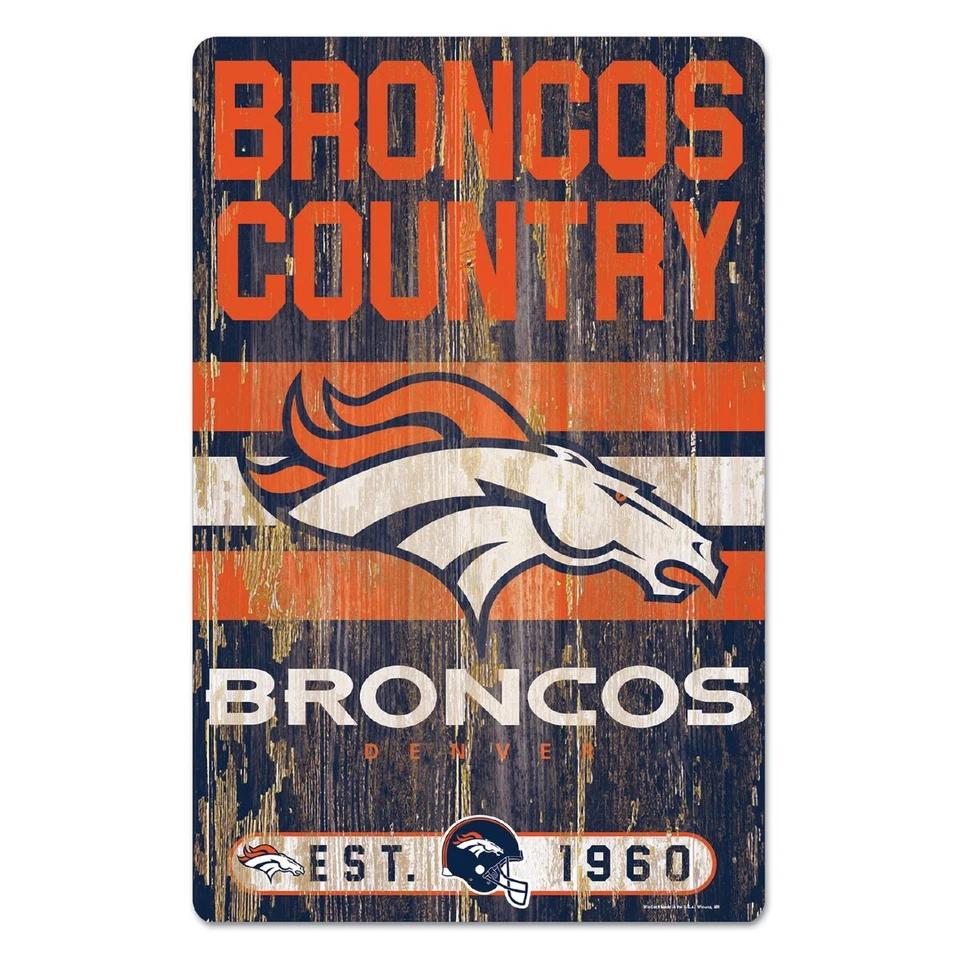 NFL Football Denver Broncos Slogan Wood Sign Holzschild Holz Deko Bronco Country - Bild 1 von 1