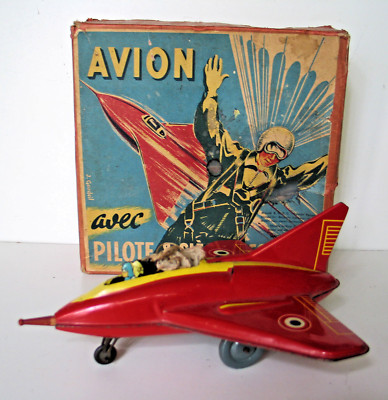 AVION ANCIEN JOUSTRA EN TOLE PILOTE EJECTABLE
