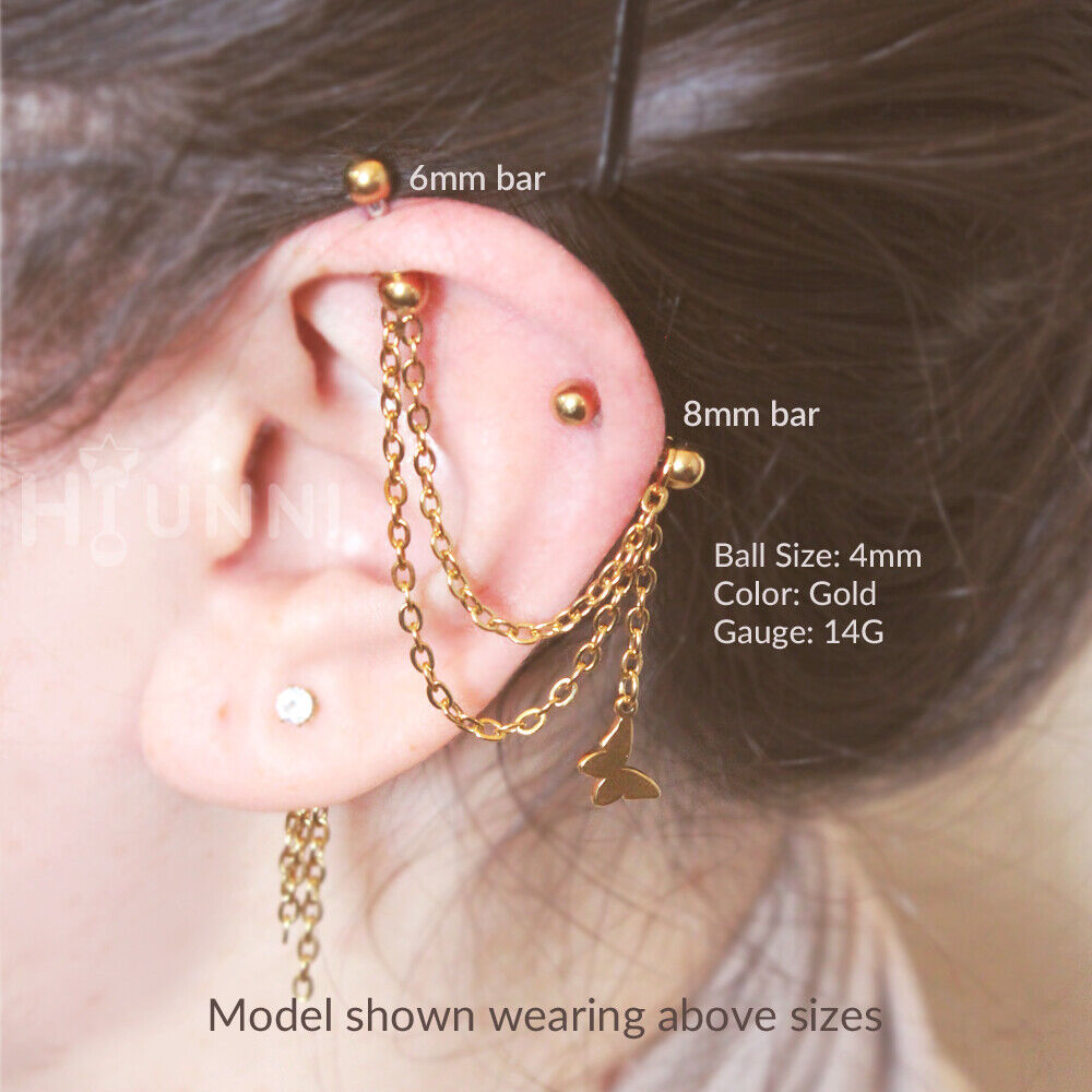 Double Industrial Piercing  Cool ear piercings, Piercing, Piercings