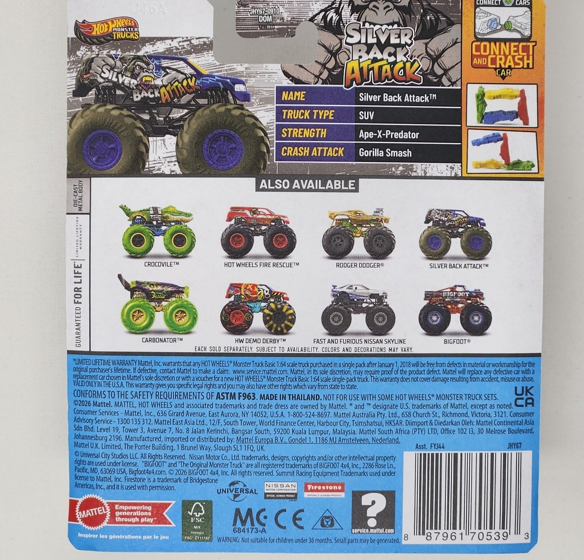 Hot Wheels Monster Trucks Silver Back Attack 1:64 2026 D Case