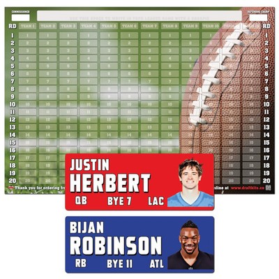 Fantasy Football Draft Board Kit - NEW for 2026 - MEDIUM Player Stickers & Board