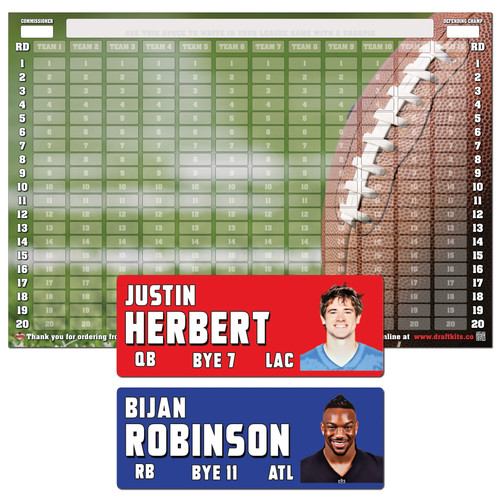 Fantasy Football Draft Board Kit - NEW for 2026 - MEDIUM Player Stickers & Board