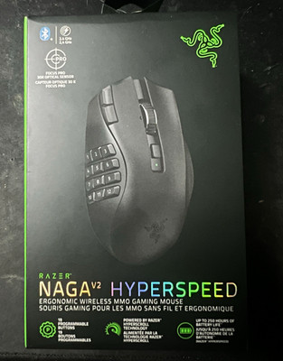 Razer Naga V2 HyperSpeed Wireless/Bluetooth Gaming Mouse 30K DPI 19Btn Black