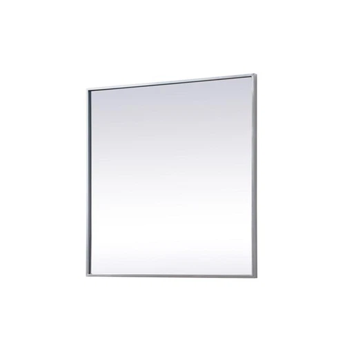 Elegant Decor Eternity 30" Square Modern Metal/MDF Wood Vanity Mirror in Silver - Picture 3 of 9