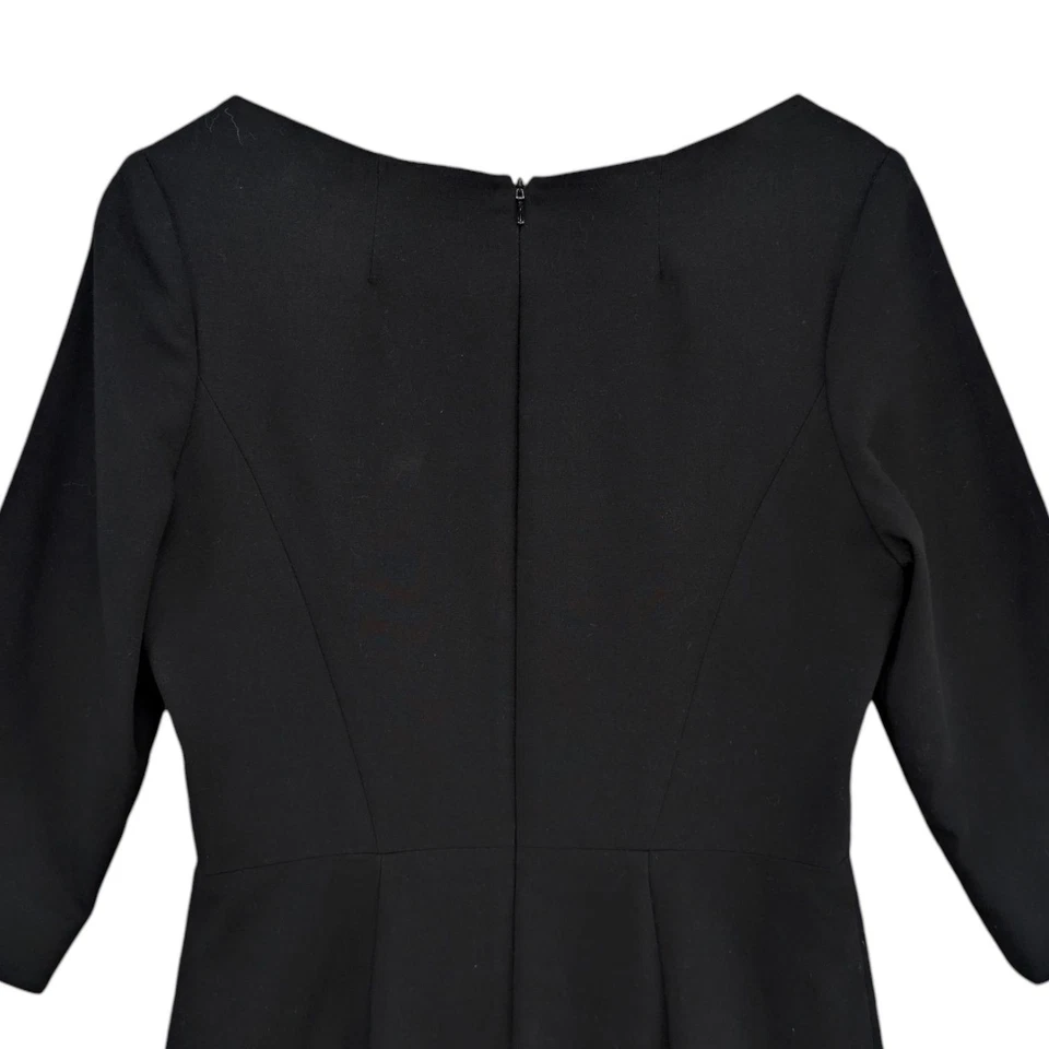 Black Halo Sheath Dress Black 3/4 Sleeve Boat Neck Lined Knee Length Size 10 - Image 4 of 4