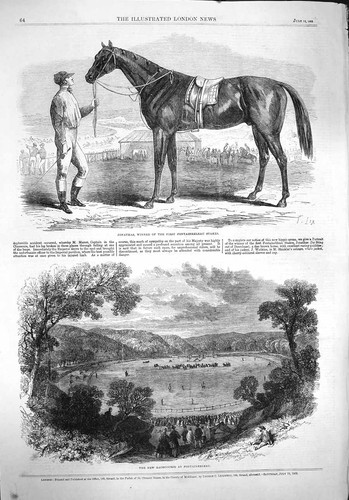 Original Old Antique Print 1862 Jonathas Horse Racecourse Fontainbleau Sport