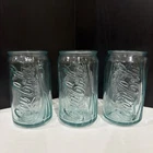Set of 3 Can-Shaped Coca-Cola Green Drinking Glasses Coke Collectible Vintage