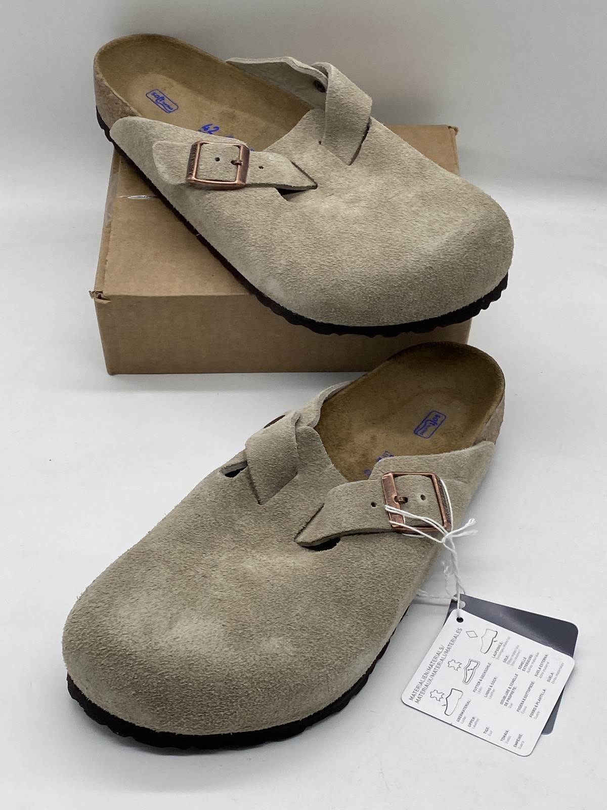Birkenstock Boston Taupe Suede Soft Footbed Clog Womens US Size 11 0560771-Taupe