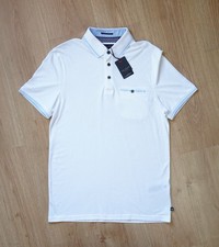 Image of New Ted Baker S/S White & Light Blue Soft Touch Polo Shirt Size 2 (Small) RRP£59