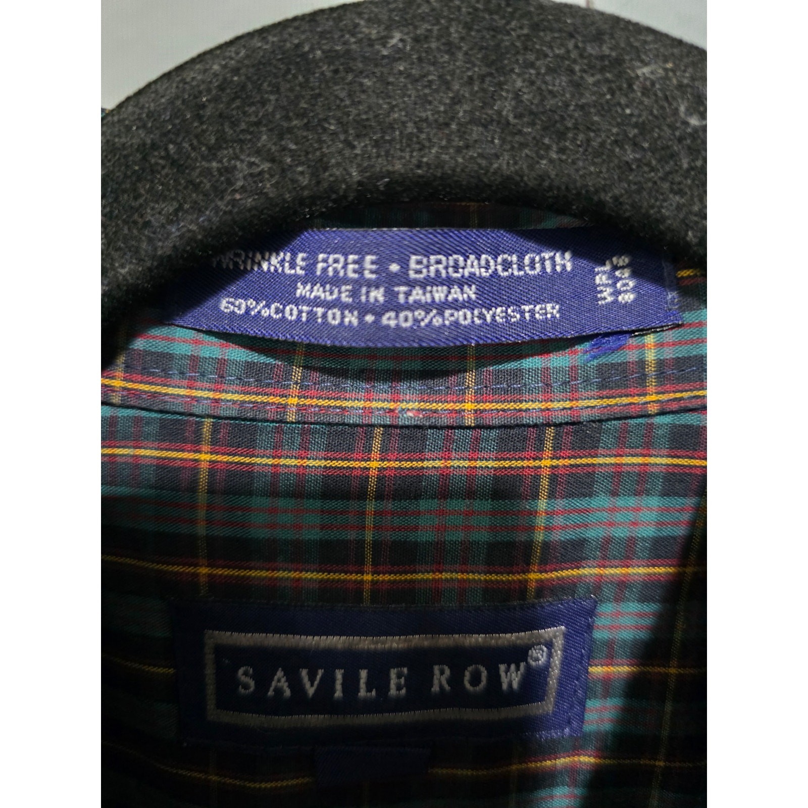 FILA Camicia uomo vintage Savile Row con bottoni verde a quadri taglia 15 manica lunga abito camicia