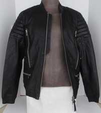 ALL SAINTS MEN BOMBER JACKET BLACK LEATHER SIZE L NEW