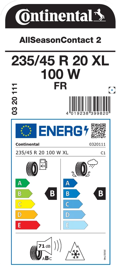Continental AllSeasonContact 2 235/45 R20 100W XL M+S Ganzjahresreifen - Bild 2 von 2