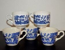 LOT 5 Blue Willow Coffee Tea Cups England, 2 styles VINTAGE