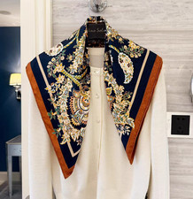 70 Cashmere 30 Silk Wrap Scarf Totems Print Double Face Print Shawl 63X63cm