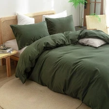Olive Green Cotton Comforter Cover with buttons in king, Queen, and other size.