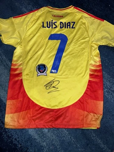 Luis Diaz Signed Columbia Soccer Jersey Legend Superstar Beckett