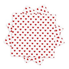 Quera 60 Pack Valentine's Day Paper Napkins Red Heart 6.5 X 6.5 white and heart