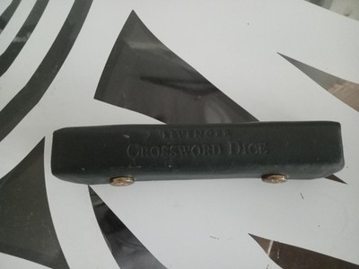 Vintage Levenger Bakelit Kreuzworträtsel Würfel Set Wortspiel grün Leder Etui Tasche