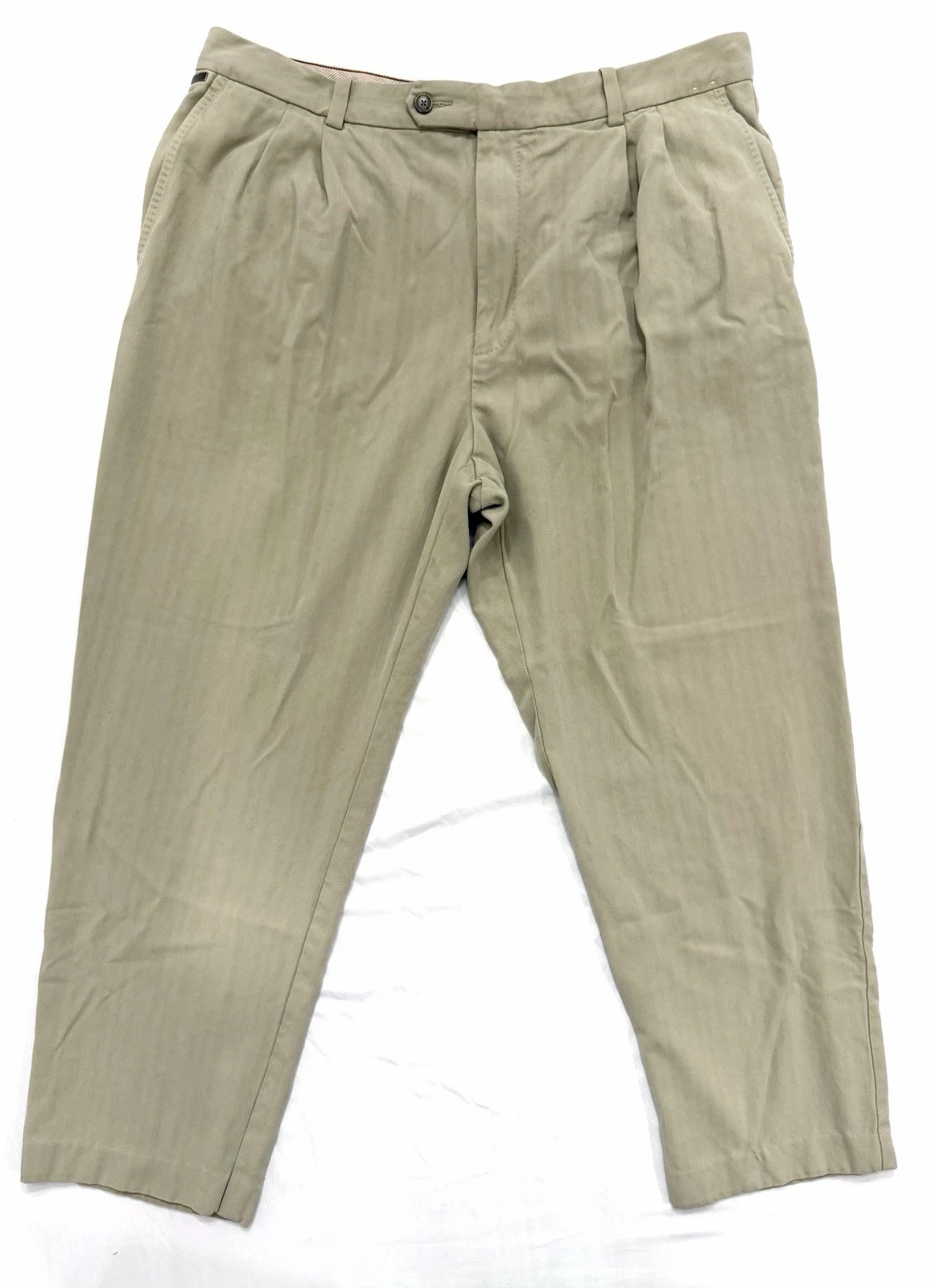 Tommy Bahama Men’s Silk Cotton Golf Pants 40x29 Pleated Beige Tan