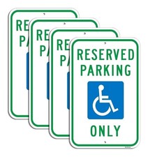 4 Pack Large Handicap Parking Sign, Reserved Parking Sign with Picture of...