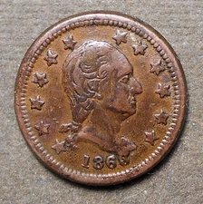 Civil War Patriotic 110/442, George Washington, R-1, copper, 19mm, vf, old clean