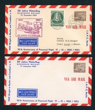 Berlin Privat Ganzsache 50 Jahre Motorflug 1953 ungebraucht + gestempelt