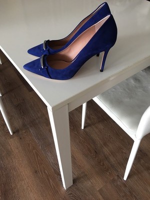 HUGO BOSS SUEDE ROYAL BLUE HEELS PUMPS SHOES SIZE 39 MADE IN ITALY