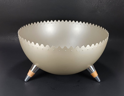 Vintage 90's Alessi Chimu Bowl by Joanna Lyle Gray Silver Matte Metal Italy WEAR