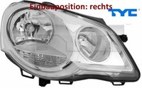 TYC 20-0729-05-2 Hauptscheinwerfer Rechts Scheinwerfer Frontscheinwerfer FüR VW