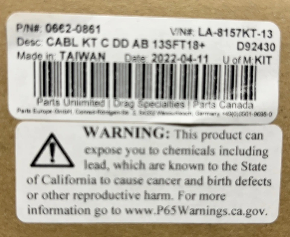 LA CHOPPERS LA-8157KT-13B Black Vinyl "DD" Cable Kit for 12-14" Ape Hangers - Image 2 of 2