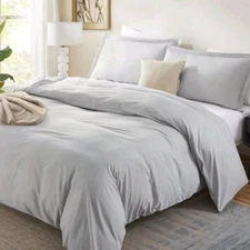 3pc Nestl Soft Duvet Cover & Pillow Shams Set Silver Gray Full Size 80" x 90"   